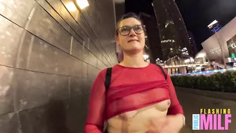 Flashing my tits in see through top in Vegas - Public Flashing MILF