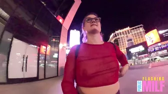 Flashing my tits in see through top in Vegas - Public Flashing MILF