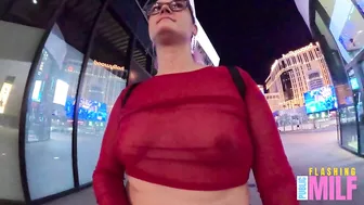 Flashing my tits in see through top in Vegas - Public Flashing MILF