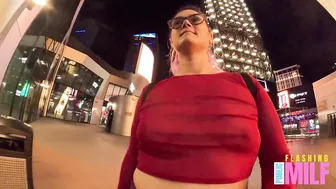 Flashing my tits in see through top in Vegas - Public Flashing MILF