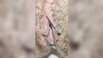 She dripping his cum and pissing after sex ???? Delicious pussy close up