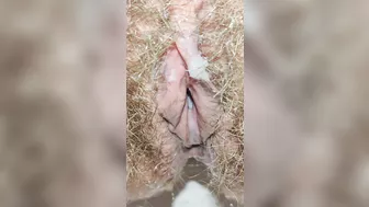 She dripping his cum and pissing after sex ???? Delicious pussy close up