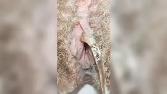 She dripping his cum and pissing after sex ???? Delicious pussy close up