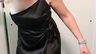 Milf Christina. Little black dress, training progress, flexing sexy body, big tits and long legs