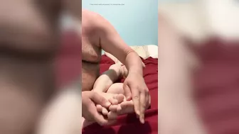 She gets her feet massaged and licked Mr. cums on her feet and licks his cum