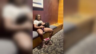 Black girl masturbating in the hotel lobby
