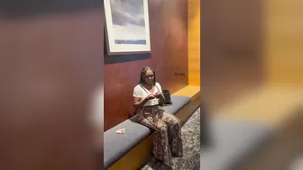 Black girl masturbating in the hotel lobby