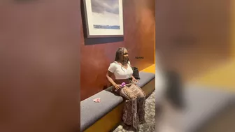 Black girl masturbating in the hotel lobby