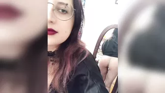 Pretty girl with glasses shows her ass.