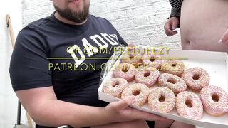 Feeder Girlfriend feeds Boyfriend 12 Donuts!