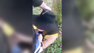 Public Blowjob in forest from big ass Girl