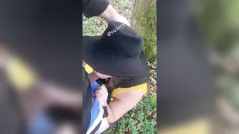 Public Blowjob in forest from big ass Girl