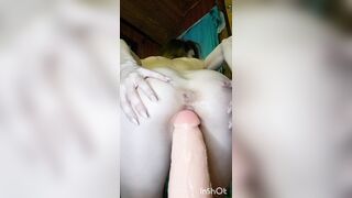 Huge dildo small pussy