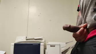 Quickie jack off in printer room at work during break