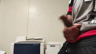 Quickie jack off in printer room at work during break