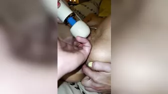 Amateur wife fingering her pussy and ass at the hairiest shes ever been.