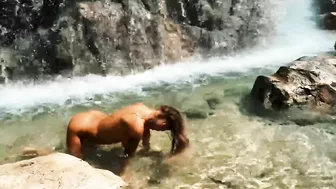 Monika Fox Posing Naked Under A Waterfall