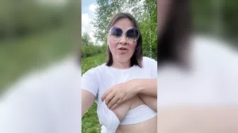 Flashing Tits. Big Natural Tits Outdoor.