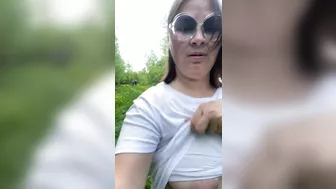 Flashing Tits. Big Natural Tits Outdoor.