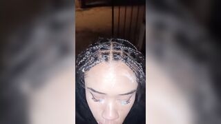 TEEN COLLEGE GIRL WITH BRAIDS TAKES A FACIAL IN PUBLIC