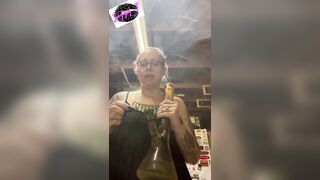 BBW step mom MILF wake and bake 420 smoking fetish bong rips