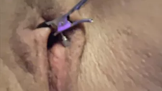 Clamped Pulled Pussy Lips