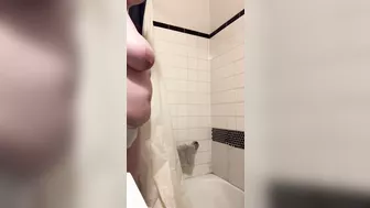 Desperately pissing in the shower