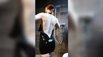 Latex Dress POV Shower Striptease