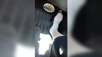 Pedal pumping my mini Cooper wearing ankle socks