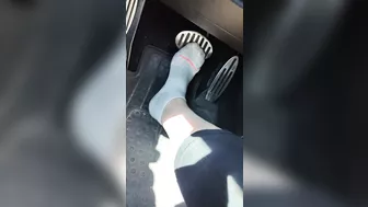 Pedal pumping my mini Cooper wearing ankle socks