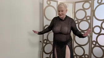 SEXY GILF DOES A GLITTERY TRANSPARENT DRESS TRY ON HAUL