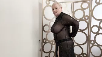 SEXY GILF DOES A GLITTERY TRANSPARENT DRESS TRY ON HAUL