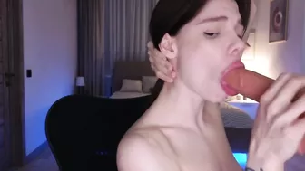 Sloppy Blowjob and Deep Throat on Dildo