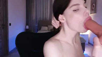 Sloppy Blowjob and Deep Throat on Dildo