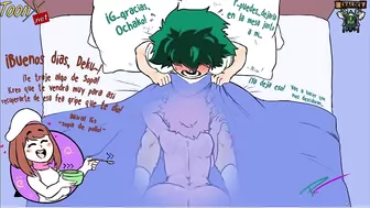 Mina Ashido y Ochako Uraraka Comen y Montan La Verga De Midoriya En La Cama