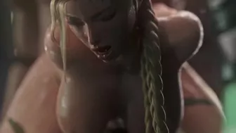 Street Fighter porn Cammy pussy Creampied and anal fingering 3D animation