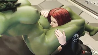 NinNinja3D - Black Widow x Futa She-Hulk