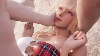 3D big boobs blonde slut got fucked so hard on the beach