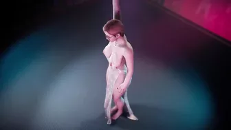 3D blonde short hair nakeed her big boobs dance for you