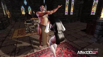 Big tits futa nun fucking with a priest in a 3d animation