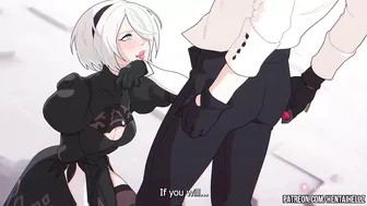 neir autonoma hentai 2B getting creampied in her tight asshole 2В animation