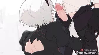 neir autonoma hentai 2B getting creampied in her tight asshole 2В animation