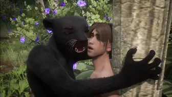 Realistic furry suit blowjob and fucking (black panther version)