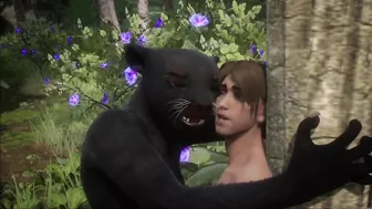 Realistic furry suit blowjob and fucking (black panther version)