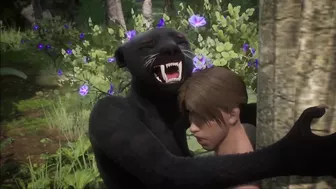 Realistic furry suit blowjob and fucking (black panther version)