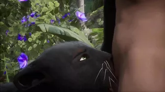 Realistic furry suit blowjob and fucking (black panther version)