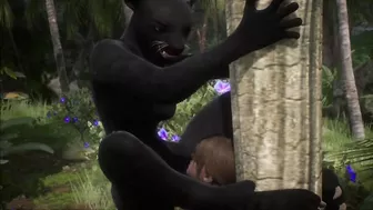 Realistic furry suit blowjob and fucking (black panther version)