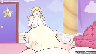 Two futanari fucked a giant Princess Peach