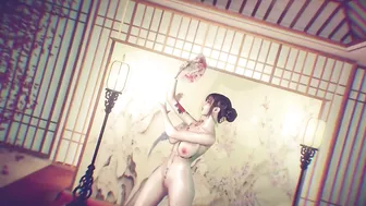 3D Japanese stripper with sexy tattoo