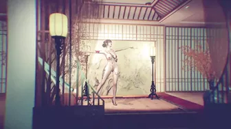 3D Japanese stripper with sexy tattoo